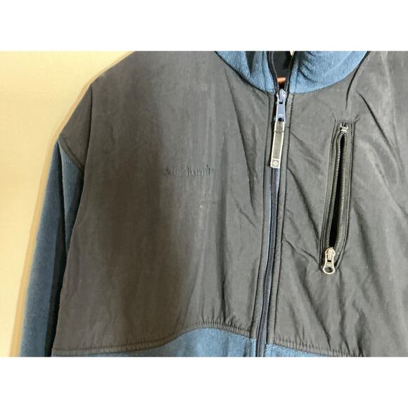 Columbia Jacket Men's Size XL Full Zip Denali Black Blue Collared Long Sleeve - Picture 4 of 6